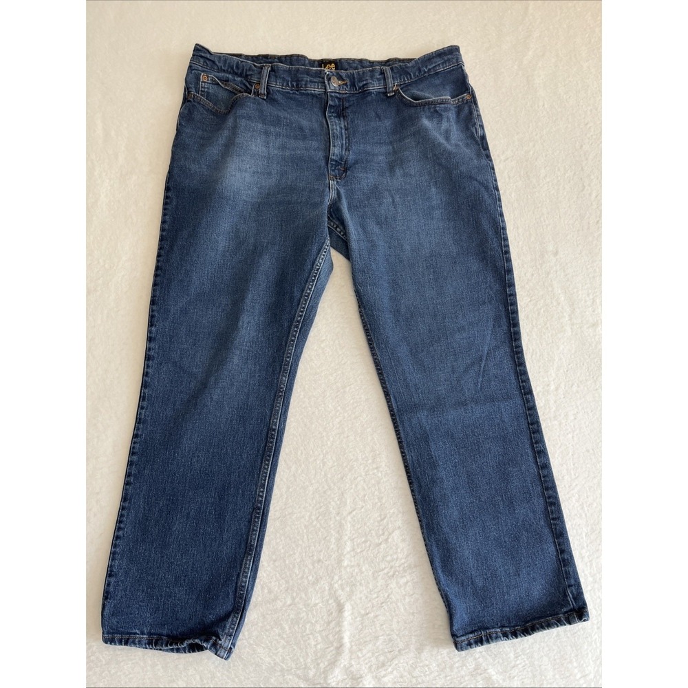 VTG Lee Jeans Relaxed Fit Mens 42x30 Blue Denim Pants Casual - Picture 1 of 15